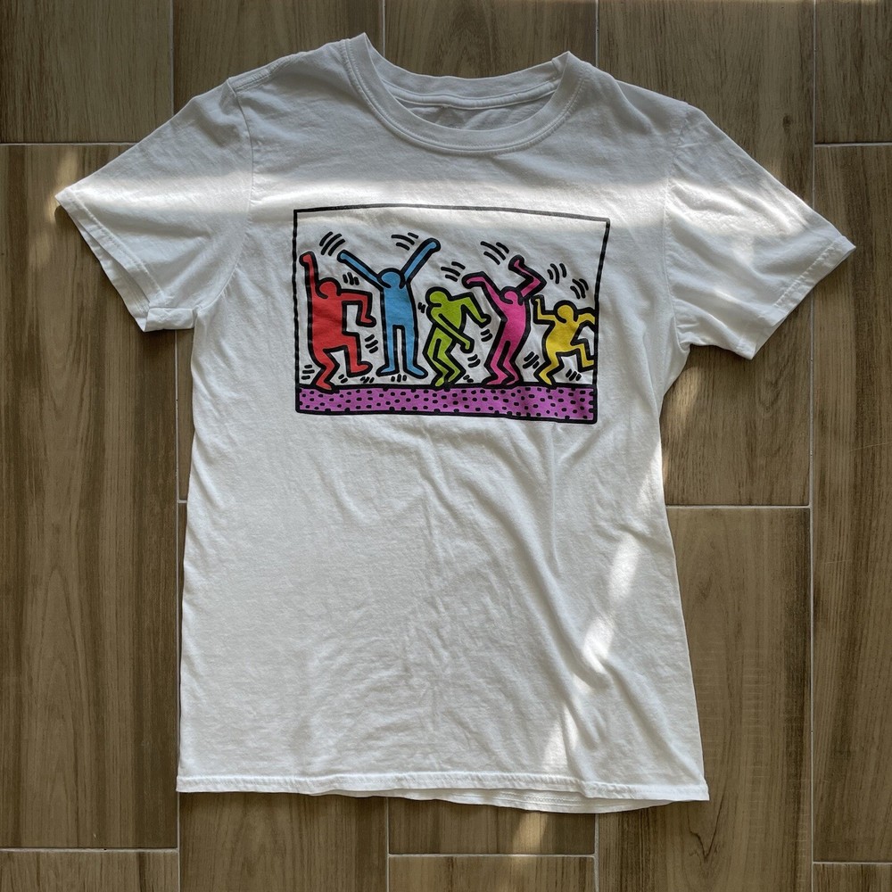 KEITH HARING OFFICIAL NY Street Art Graffiti Tee DANCING PEOPLE T-Shirt Size S/M