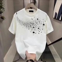 Men’s Fashion Star Print Short Sleeve T-Shirt Casual Loose Fit Summer Tee Top