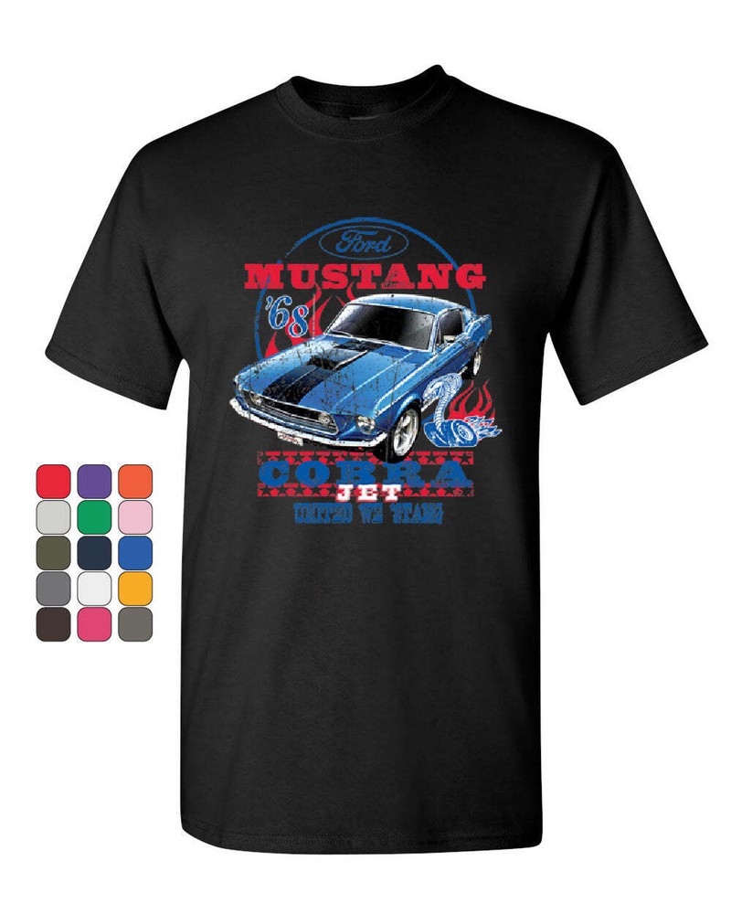 Ford Mustang Cobra 1968 T-Shirt United We Stang American Classic Mens Tee Shirt