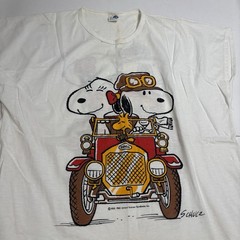 Vintage 70s 80s Snoopy Woodstock Peanuts Beagle Car Single Stitch Size XL