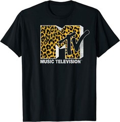 MTV Logo Cheetah Print Graphic T-Shirt Size S-5XL