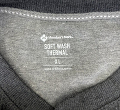 MEMBERS MARK Men XL Thermal Henley Shirt Long Sleeve Soft Wash Black Heather NWT