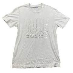 True Religion Brand Jeans White T Shirt White Metallic Silver Graphic Size S EUC