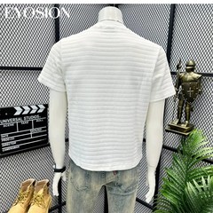 Summer Men Knitted Textured T-Shirt Slim Casual Solid O-Neck Short Sleeve Top