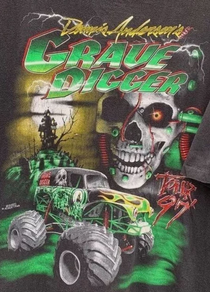 90s Grave Digger Monster Truck Graphic Black T shirt Unisex REPRINT