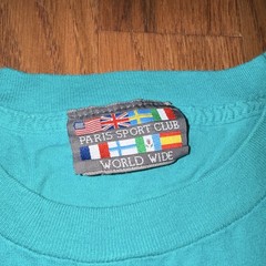Paris Sport Club Teal Graphic Logo Knit Crew Neck Men’s T-Shirt One Size