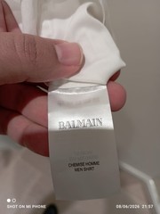 balmain white shirt with Front Logo and printed written on the back