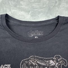 Marvel Avengers Black Panther Embroidered Character Logo Black T-Shirt Size XL