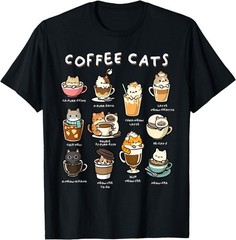 Cute Coffee Cats Kawaii Pun Funny Cat Lover Barista T-Shirt