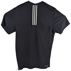 ADIDAS Mens Climalite Shirt Black size Medium 3 White Stripes Back