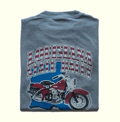 JERZEES VTG MOTORCYCLE BIKER LOUISIANA STATE RALLY DISTRESSED GRAY T SHIRT SZ
