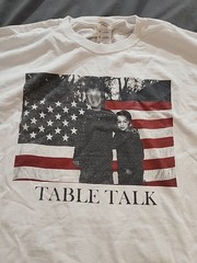 Rare Table Talk Band Shirt Fruit Loom White American Flag Logo Merch T Shirt XL
