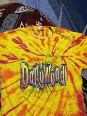 Vintage Dollywood Shirt Theme Park Medium Orange Tie Dye Souvenir Graphic Tee