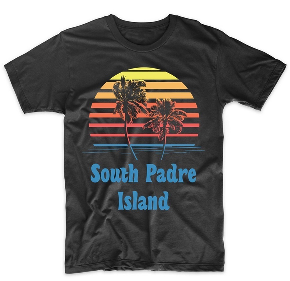 Retro Style South Padre Island Texas Sunset Palm Trees Beach Vacation T-Shirt