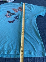 Lot of 6 VTG SINGLE STITCH Yellow Butterfly Print T-Shirts Size L/XL