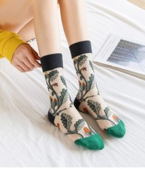 8 Pairs Women Floral Sheer Sock Elastic See Through Socks Summer Thin Mesh Lace