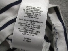 Polo Ralph Lauren Shirt Mens Medium White Navy Striped Custom Slim Fit Logo Tee