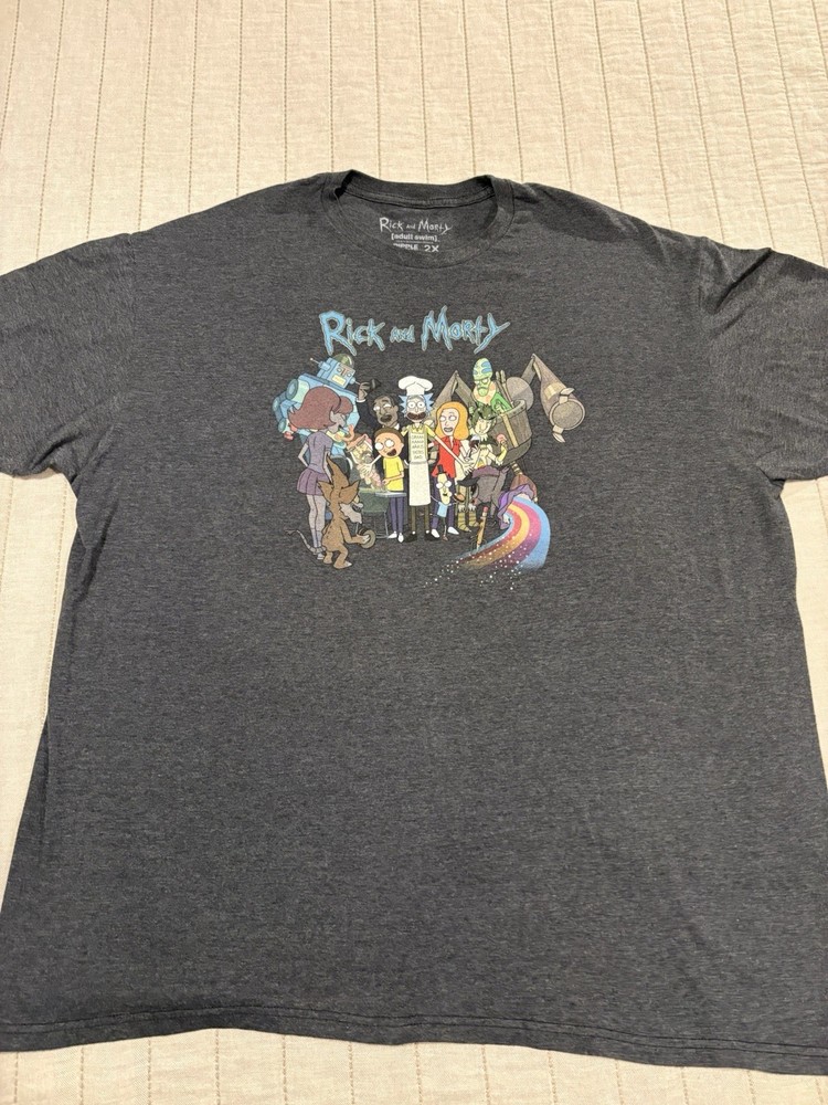 Rick And Morty Adult Swim Gray Short Sleeve Graphic Shirt Men’s XXL