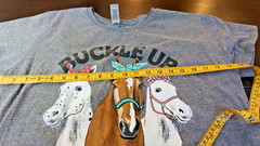 XL Graphic T-Shirt Gray Horses Buckle Up Buttercup Rodeo Ranch Novelty