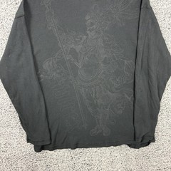 Avirex Shirt Mens XL Black Warrior Graphic Thermal Waffle Knit Long Sleeve Tee