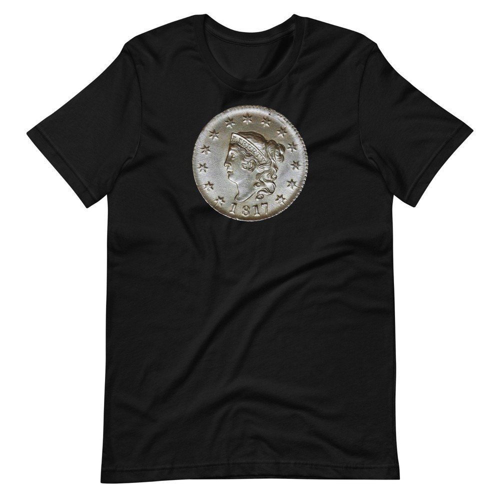 Classic Head Large Cent Coin T-Shirt — 1817 Early U.S. Tee — Coin Collector Gift