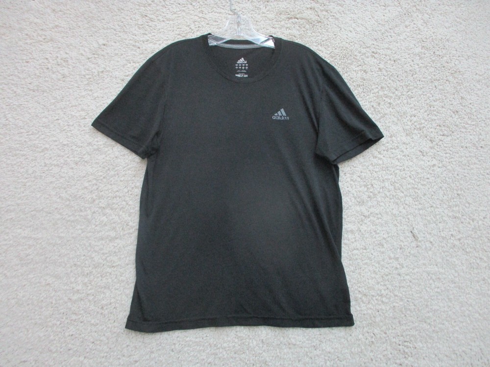 Adidas Shirt Large Adult Black Athletic Logo Stretch Running Gym Modern Fit Mens