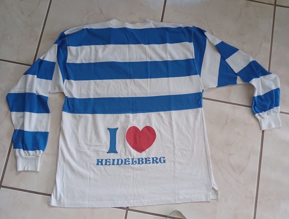 Vintage I Love Heart Heidelberg Shirt Long sleeve Blue White Striped