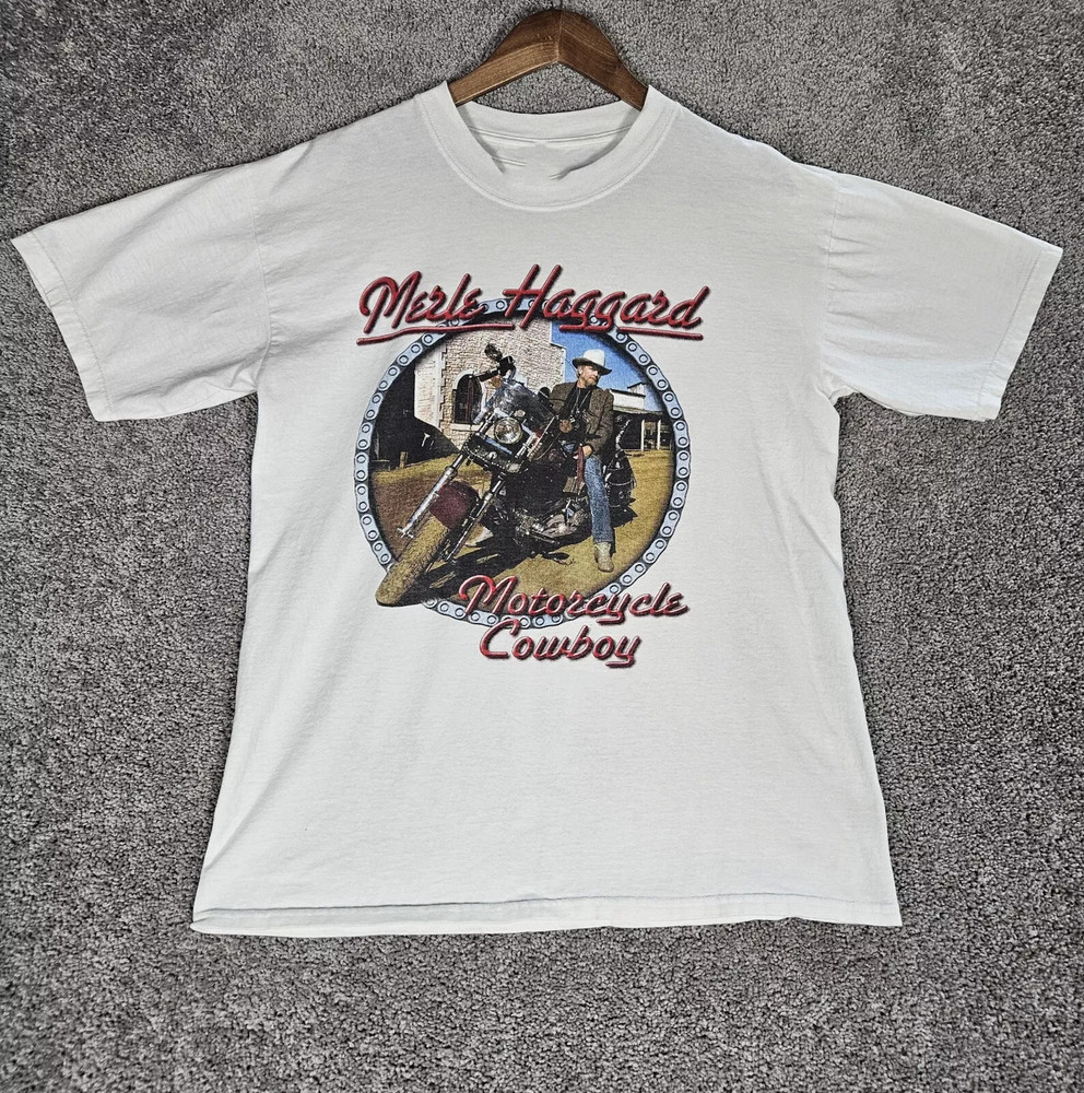 Shirt Unisex S-5XL Motorcycle Cowboy Merle Haggard WHite Rare AR555