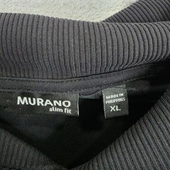 Mens Murano Slim Fit Black T Shirt V Neck Ribbed Collar Long Sleeve Size XL