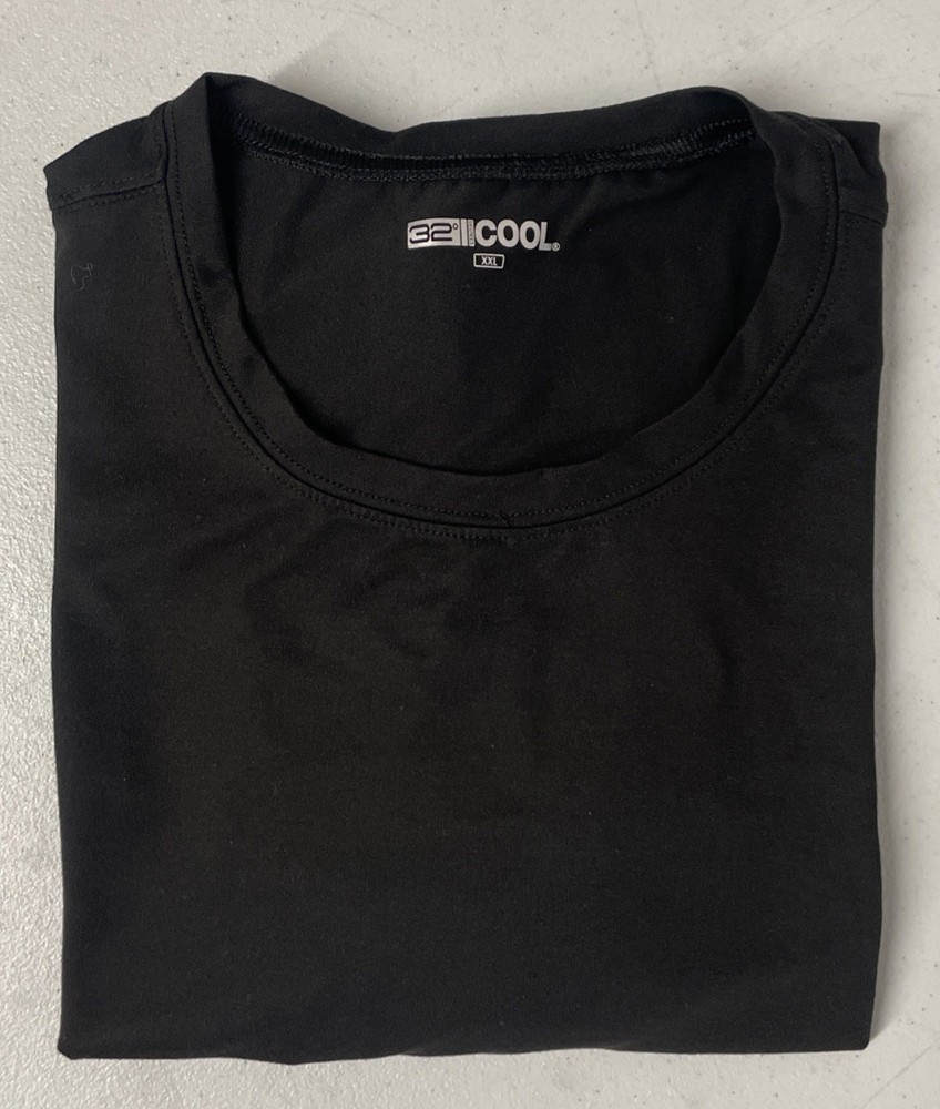32 Degrees Cool Men’s Crew Neck T-Shirt Tee BLACK XXL Quick Dry Excellent