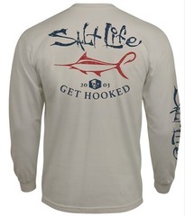 Salt Life “”Get Hooked Marlin” Men’s Long Sleeve, Graphic T-Shirt, Lg or 2XL