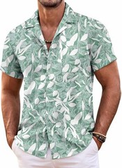 Mens Hawaiian Shirt Short Sleeve Floral Button Down Tropical Beach Casual Top
