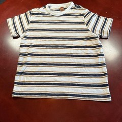 Mens Common People 100% Cotton Retro Minimalist Striped Crewneck Tee (Large)