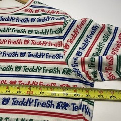 Teddy Fresh Spell Out T-shirt Striped Size Large Cotton Polyester Colorful Logo