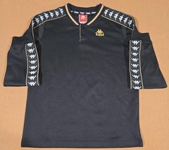 VTG 90s Y2K Kappa Men’s M Black Taped Logo Long Sleeve Soccer Football T-Shirt