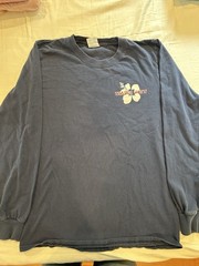 Trader Joe’s Logo Graphic Blue Cotton Knit Double-Sided Long Sleeve Tee S