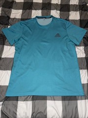 Mens Adidas T-Shirt Ultimate Tee Climate Blue LARGE running Exercise Casual