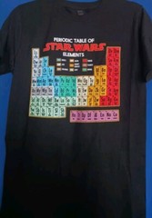 Star Wars Periodic Table of Elements Black Graphic T-Shirt Men’s Sz. S Unisex
