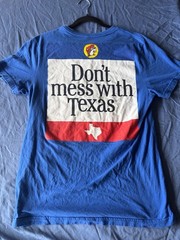 Buc-ee’s Men’s M Blue Crew Neck Short Sleeve Double-Sided Texas Graphic Tee