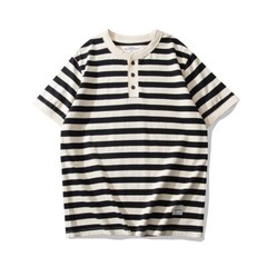 Men’s Sailor’s Henry Short Sleeve Striped Henley Collar Shirt T-shirt