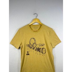 Banana Republic Men’s Graphic T-Shirt Headphones Analog Mustard Yellow Size M