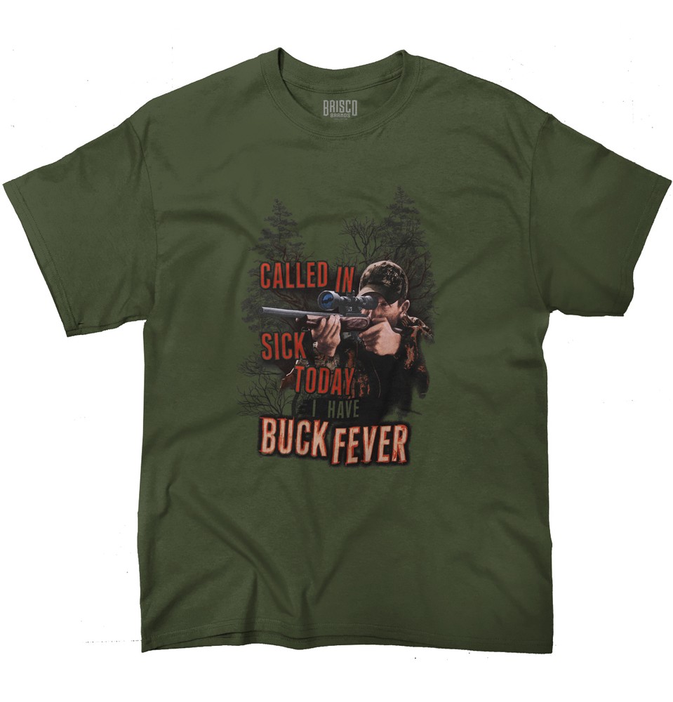 Funny Deer Hunting Buck Fever Hunter Gift Mens Casual Crewneck T Shirts Tees
