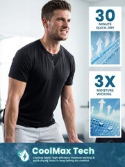 Cooling Viscose Men’s Shirts Relaxed Fit Coolmax Workout T-Shirt Dry Fit Brea…