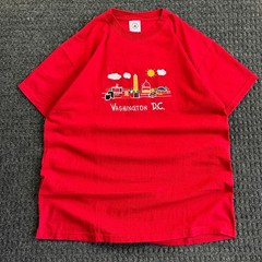 Vintage Washington DC T Shirt Embroidered Delta Magnum Weight L Red 90s y2k