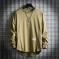 Men’s Casual Baggy Long Sleeve Shirt Sports Round Neck Fashion T-Shirt Street