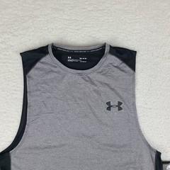 Under Armour Shirt Men Medium Gray Black Fitted Heatgear Performance T-Shirt NEW