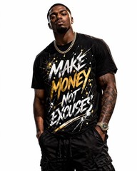 Men’s Urban Graphic Tee – Hustle Mindset “Make Money Not Excuses”