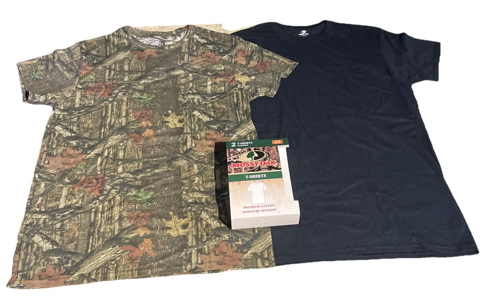 Mossy Oak Camo T-Shirt Mens Medium & Black T-Shirt Cotton/Polyester Moisture Wck