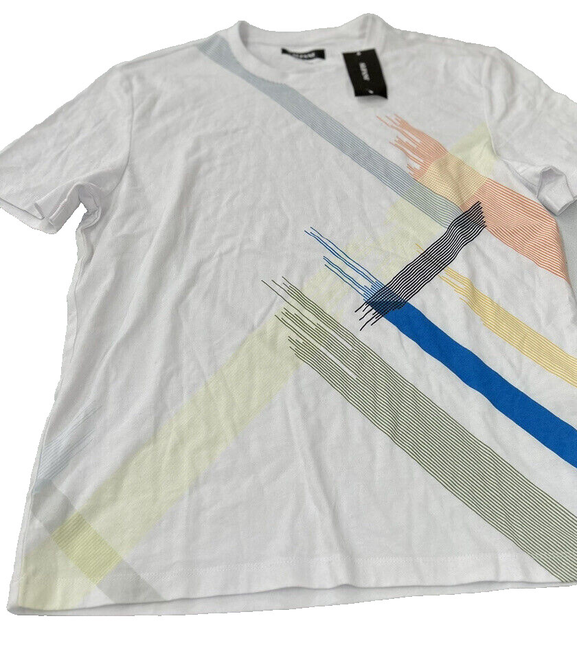 Alfani Mens Stripe Graphic T Shirt Color Bright White Size XXL