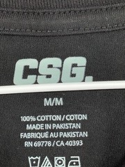CSG Mens V Neck Short Sleeve Straight Hem Casual Black T Shirt Size Medium